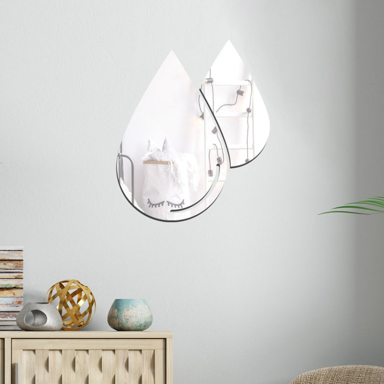 2pcs /Set Acrylic Water Drops Mirror Stereo Wall Stickers Living Room Bedroom Decorative Stickers Soft Mirror, Water Drops