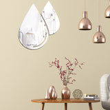 2pcs /Set Acrylic Water Drops Mirror Stereo Wall Stickers Living Room Bedroom Decorative Stickers Soft Mirror, Water Drops