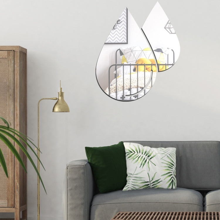 2pcs /Set Acrylic Water Drops Mirror Stereo Wall Stickers Living Room Bedroom Decorative Stickers Soft Mirror, Water Drops