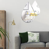 2pcs /Set Acrylic Water Drops Mirror Stereo Wall Stickers Living Room Bedroom Decorative Stickers Soft Mirror, Water Drops