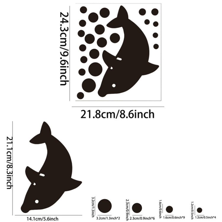 22pcs /Set Acrylic Dolphin Spitting Bubbles Mirror Wall Sticker Home Decoration Soft Mirror, Dolphin Spitting Bubbles