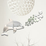 22pcs /Set Acrylic Dolphin Spitting Bubbles Mirror Wall Sticker Home Decoration Soft Mirror, Dolphin Spitting Bubbles