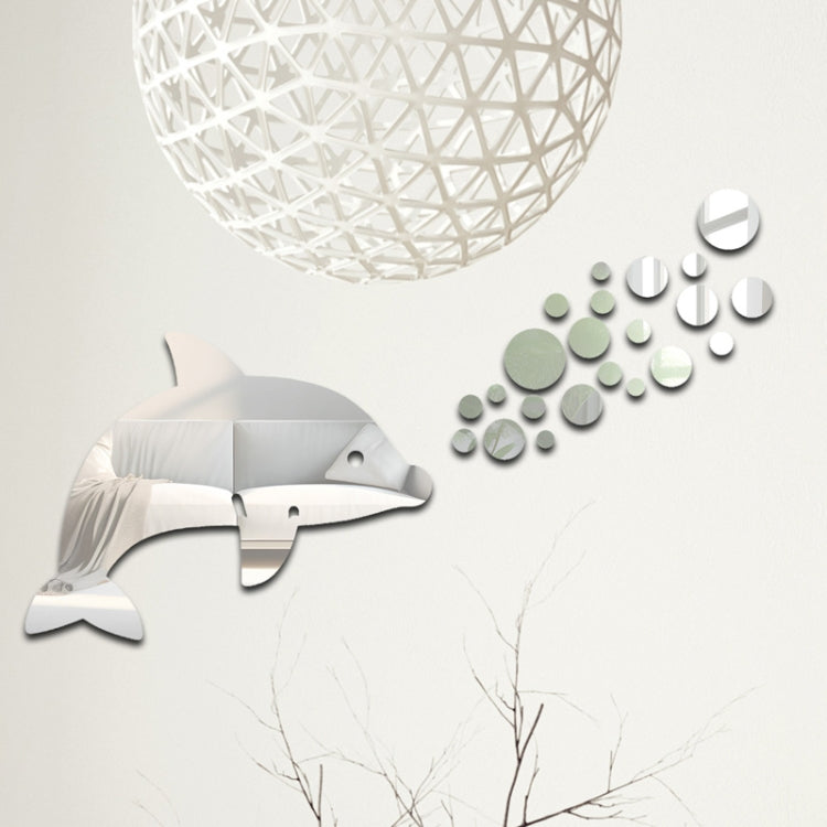 22pcs /Set Acrylic Dolphin Spitting Bubbles Mirror Wall Sticker Home Decoration Soft Mirror, Dolphin Spitting Bubbles