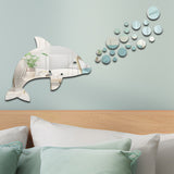22pcs /Set Acrylic Dolphin Spitting Bubbles Mirror Wall Sticker Home Decoration Soft Mirror, Dolphin Spitting Bubbles