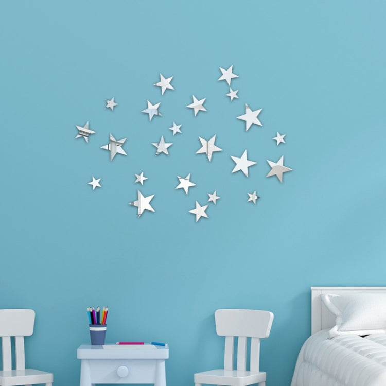 20pcs /Set Acrylic Stars Mirror Stereo Wall Stickers Home Decoration Soft Mirror, Stars
