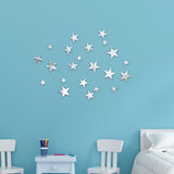 20pcs /Set Acrylic Stars Mirror Stereo Wall Stickers Home Decoration Soft Mirror, Stars