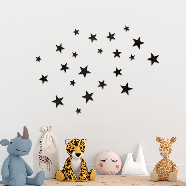 20pcs /Set Acrylic Stars Mirror Stereo Wall Stickers Home Decoration Soft Mirror, Stars
