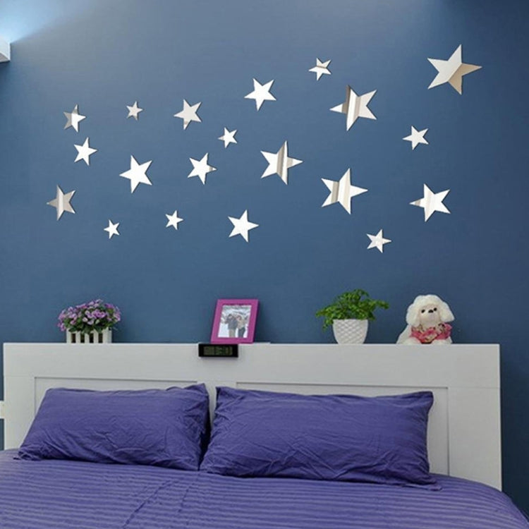 20pcs /Set Acrylic Stars Mirror Stereo Wall Stickers Home Decoration Soft Mirror, Stars