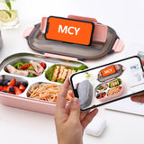 304 Stainless Steel Lunch Box Leakproof Insulated Student Dormitory Bento Box, 4 Grid Pink, 4 Grid Black, 4 Grid Blue, 5 Grid Pink, 5 Grid Black, 5 Grid Blue