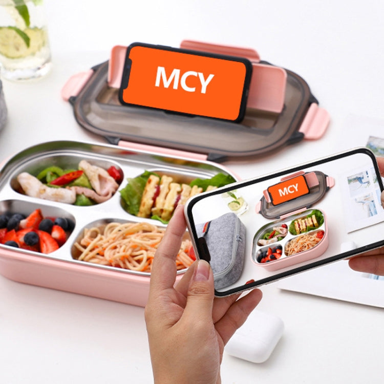 304 Stainless Steel Lunch Box Leakproof Insulated Student Dormitory Bento Box, 4 Grid Pink, 4 Grid Black, 4 Grid Blue, 5 Grid Pink, 5 Grid Black, 5 Grid Blue