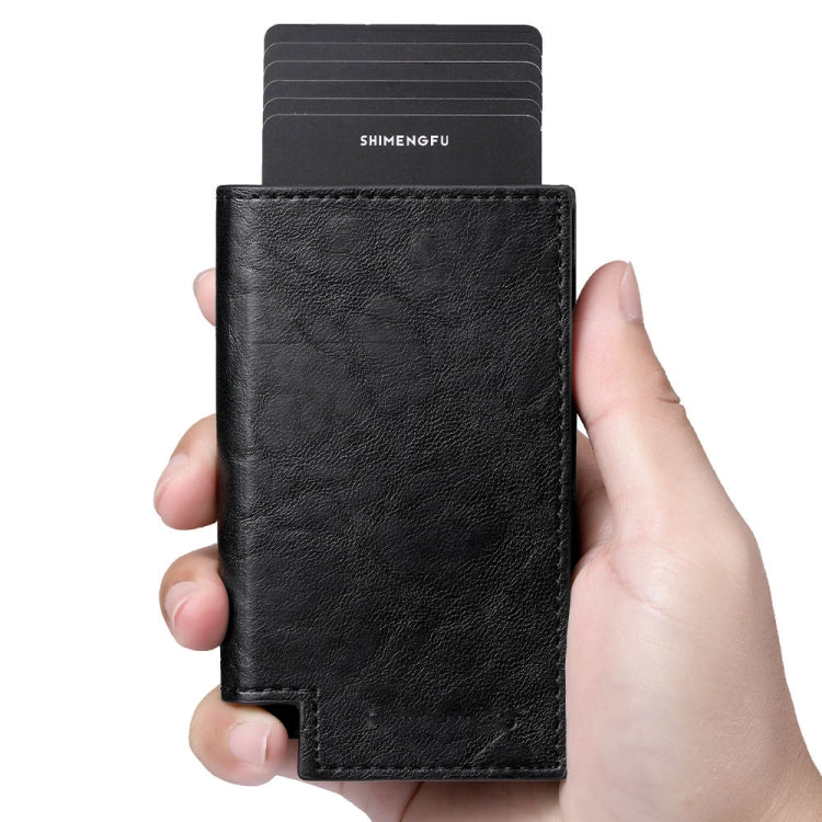 Pop-up Leather Metal Card Holder RFID Bifold Wallet