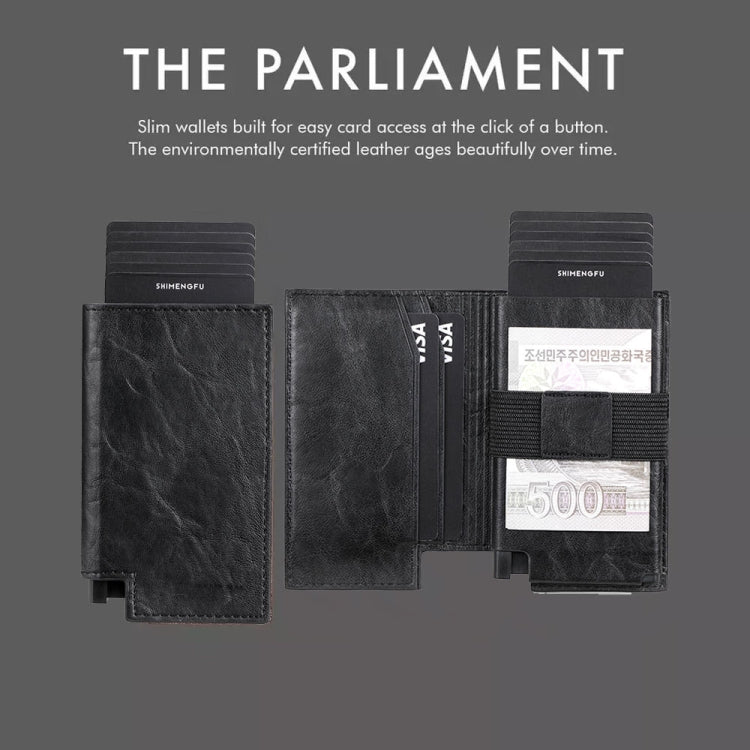 Pop-up Leather Metal Card Holder RFID Bifold Wallet