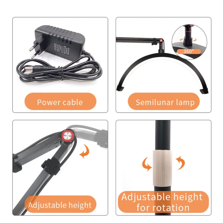 LED Half Moon Beauty Lamp Manicure Eyebrow Tattoos Eyelash Fill Light, UK Plug