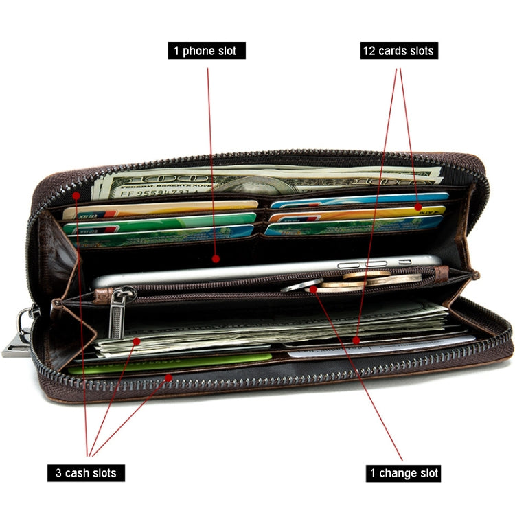 Mens Long Business Wallet Crocodile Pattern Multi Cards Clutch Bag