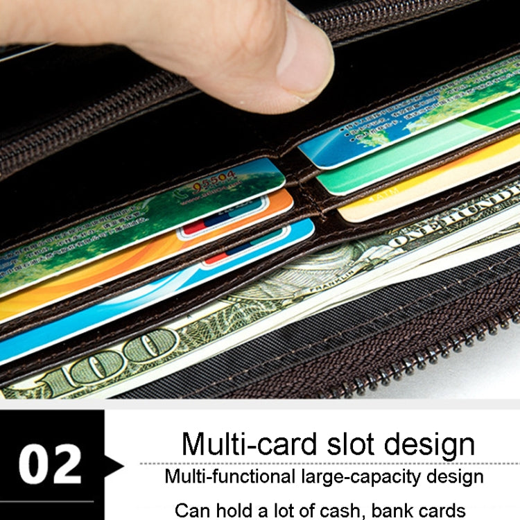 Mens Long Business Wallet Crocodile Pattern Multi Cards Clutch Bag