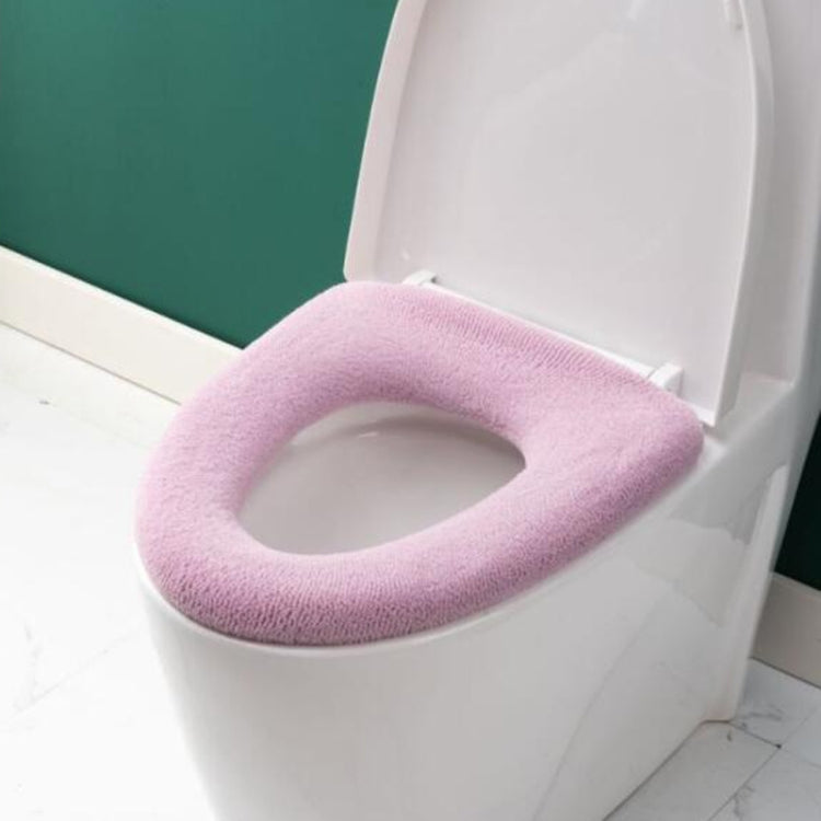 Universal Knitted Washable Toilet Pad Home Thickened Warm Toilet Cover, With Handle Pink, With Handle Gray, With Handle Blue, Flat Pink, Flat Gray, Flat Blue