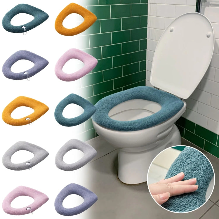Universal Knitted Washable Toilet Pad Home Thickened Warm Toilet Cover, With Handle Pink, With Handle Gray, With Handle Blue, Flat Pink, Flat Gray, Flat Blue