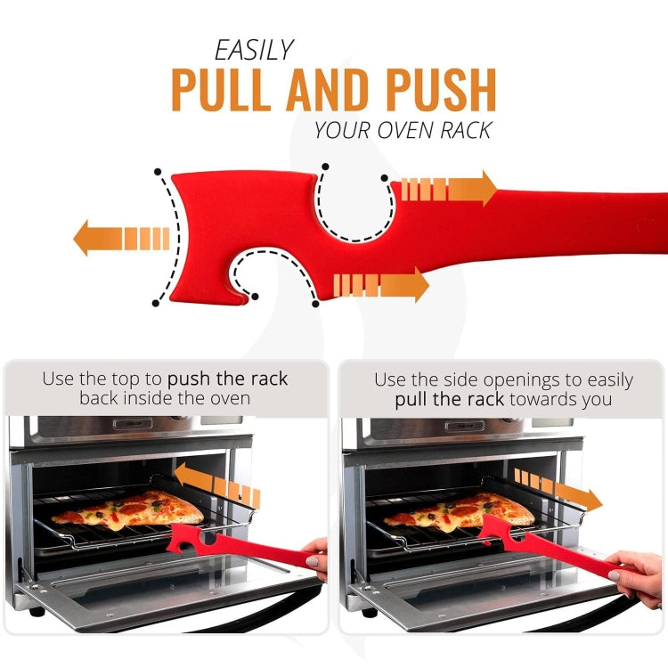 Kitchen Silicone Oven Rack Air Fryer Push Pull Tool with Longer Handle, Small 20 x 2.8cm, Large 28 x 3.8cm