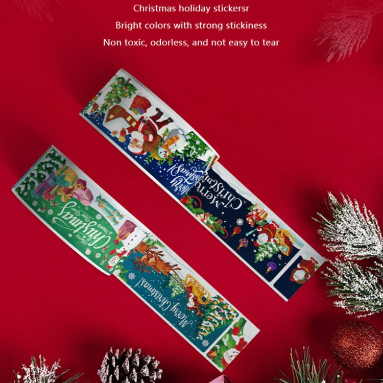 120pcs /Roll Christmas Self-adhesive Label Stickers Cartoon Printed Rectangular Sealing Sticker, K-147-R1, K-148-R1