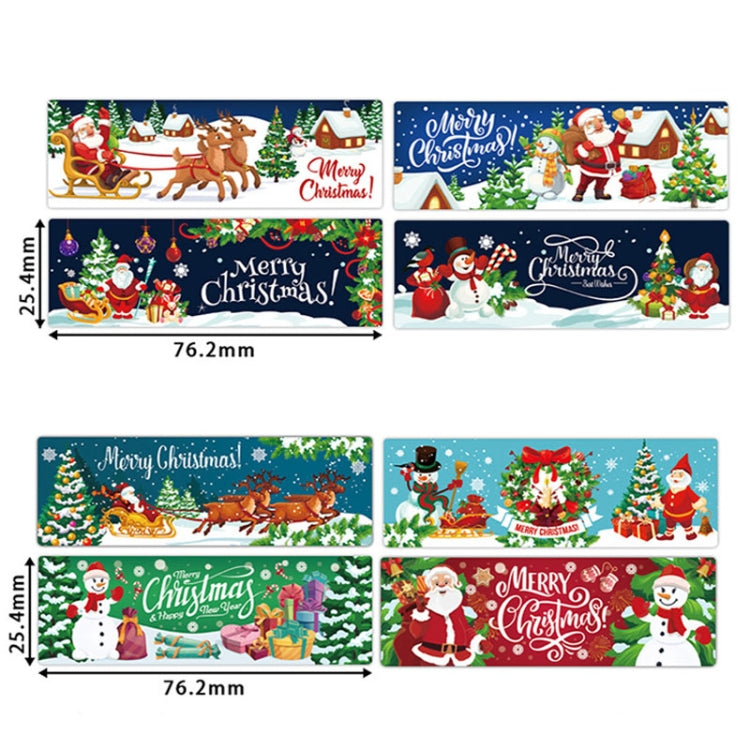 120pcs /Roll Christmas Self-adhesive Label Stickers Cartoon Printed Rectangular Sealing Sticker, K-147-R1, K-148-R1