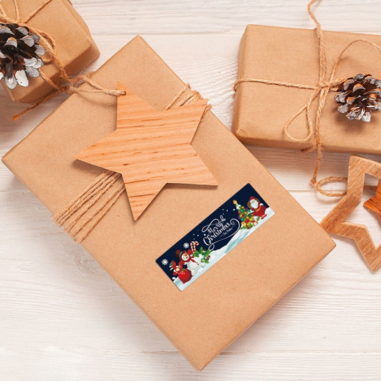 120pcs /Roll Christmas Self-adhesive Label Stickers Cartoon Printed Rectangular Sealing Sticker, K-147-R1, K-148-R1