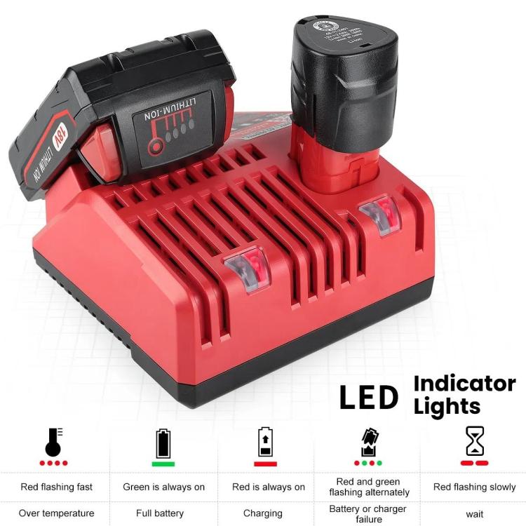 M12-18C For Milwaukee 18V Power Tools Battery Charger, EU, US