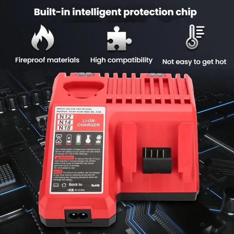 M12-18C For Milwaukee 18V Power Tools Battery Charger, EU, US