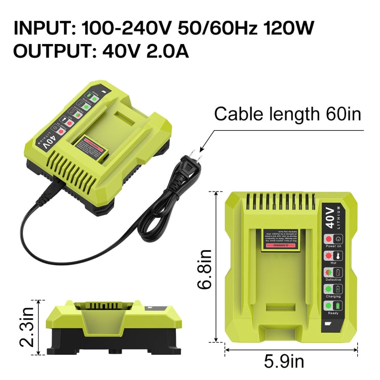 36-40V Tool Cutting Machine Battery Charger, For RYOBI PO401 / PO403 / PO400, US, EU, UK, AU