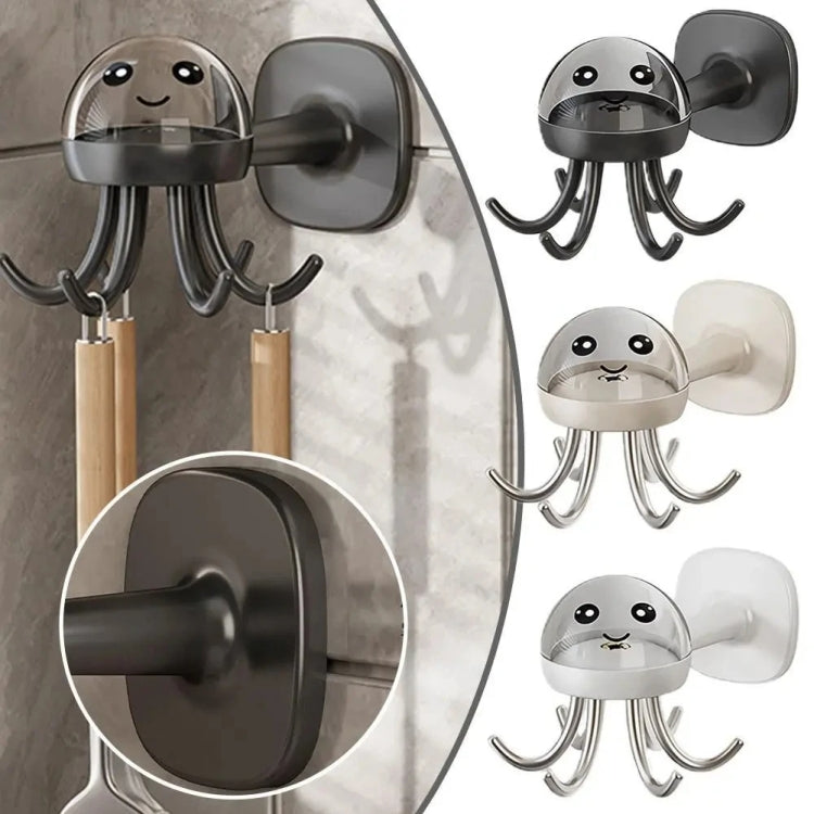 Multifunctional Six-claw 360-degree Rotating Hook Rack Kitchen Storage Seamless Punch-free Hooks