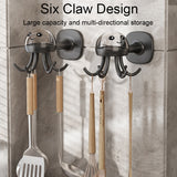 Multifunctional Six-claw 360-degree Rotating Hook Rack Kitchen Storage Seamless Punch-free Hooks