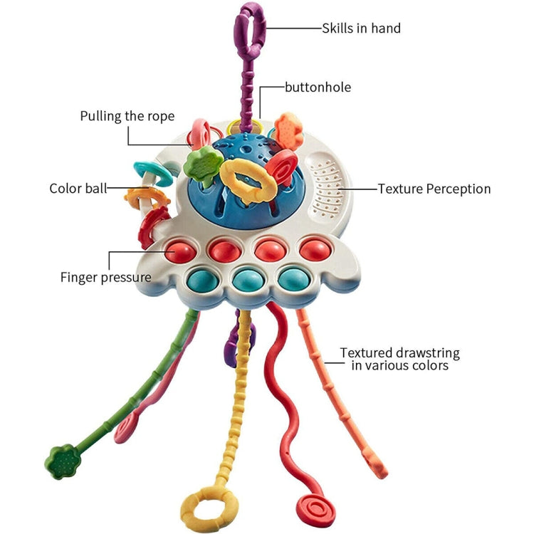 Baby Puzzle Fun Finger Pumping Toys Enlightenment Early Teaching Toys, Octopus (Blue), Octopus (Red), Cartoon Crab (Orange), Cartoon Crab (Green), Rocket (Blue), Rocket (Red), Flying Sword (Red), Flying Sword (White), Crab, Space Ship, Mobile Phone Rab...