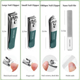 4pcs /Set Stainless Steel Nail Knife Set Household Portable Rotating Bag Nail Cutting Tool, Light Pink, Dark Green