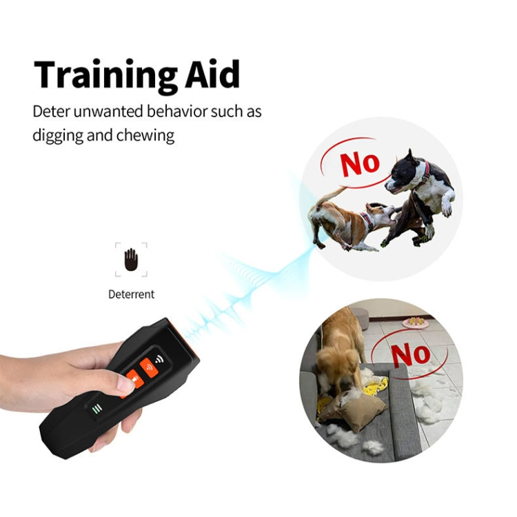 LED Flashing Light Handheld Ultrasonic Bark Arrester Frequency Conversion Dog Training Device, Black+Orange, Dark Gray, Gray+Orange
