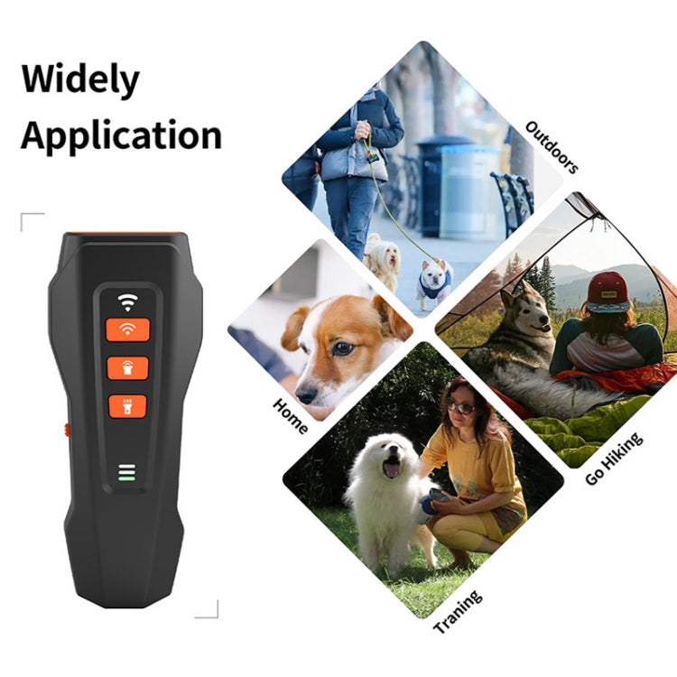 LED Flashing Light Handheld Ultrasonic Bark Arrester Frequency Conversion Dog Training Device, Black+Orange, Dark Gray, Gray+Orange