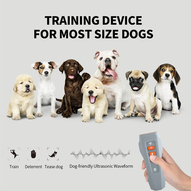 LED Flashing Light Handheld Ultrasonic Bark Arrester Frequency Conversion Dog Training Device, Black+Orange, Dark Gray, Gray+Orange