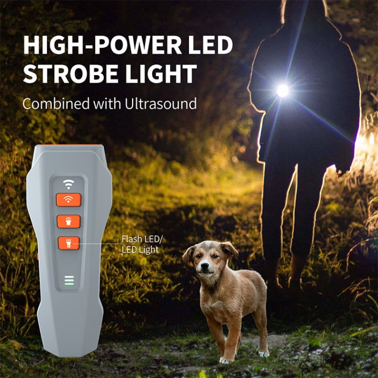 LED Flashing Light Handheld Ultrasonic Bark Arrester Frequency Conversion Dog Training Device, Black+Orange, Dark Gray, Gray+Orange