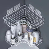 Punch-free Bathroom Triangle Storage Rack Multifunctional Wall Hanging Bracket, Triangle (White), Triangle (Black)