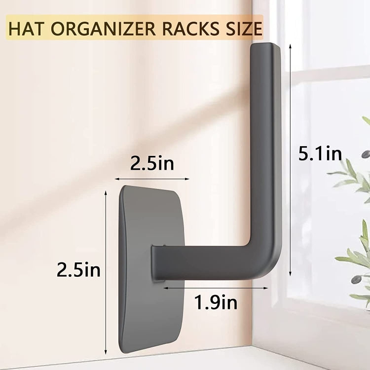 2pcs Baseball Hat Wall Self-Adhesive Hanging Shelf Rack Hook, Black, White