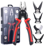 5 In 1 Combination Interchangeable Head Pliers Kit General Repair Screwdriver Pliers, Red Black, White Brown