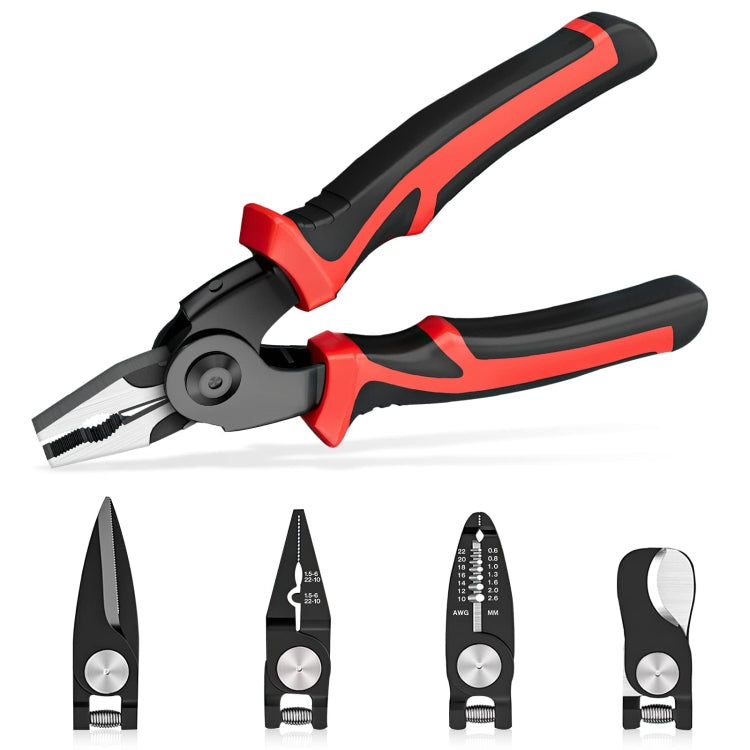 5 In 1 Combination Interchangeable Head Pliers Kit General Repair Screwdriver Pliers, Red Black, White Brown
