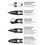 5 In 1 Combination Interchangeable Head Pliers Kit General Repair Screwdriver Pliers, Red Black, White Brown