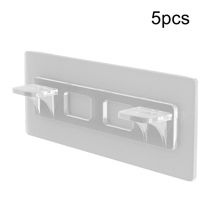 5pcs Adhesive Shelf Support Plastic Closet Cabinet Shelf Support Clip Punch Free Wall Hanger Sticker, Long Double Row Partition Tray