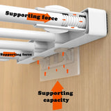 5pcs Adhesive Shelf Support Plastic Closet Cabinet Shelf Support Clip Punch Free Wall Hanger Sticker, Long Double Row Partition Tray