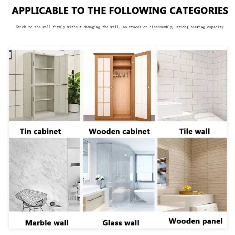 5pcs Adhesive Shelf Support Plastic Closet Cabinet Shelf Support Clip Punch Free Wall Hanger Sticker, Long Double Row Partition Tray