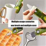 3 In 1 U shaped Cup Lid Cleaning Brush Water Bottle Cover Groove Cleaner, B Gray, B Blue, B Green