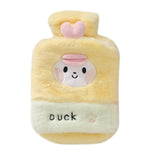 1L Hot Water Bag Dual Hands Plush Cute Hand Warmer, Black and White Puppy, Brown Bear, Fruit Green Frog, Yellow Duck, Pink Bunny, Consortium, Naughty Cat, Little Brown Bear, Little White Rabbit