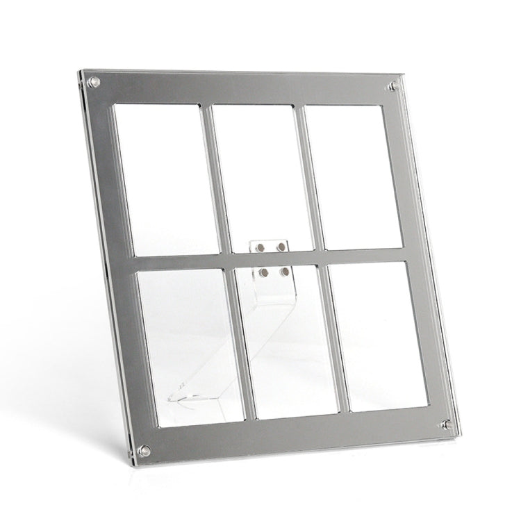 Six Palace Grid Color 3 Inch Three-Dimensional Magnet Photo Frame For Polaroids, Black, Fantasy, Mirror