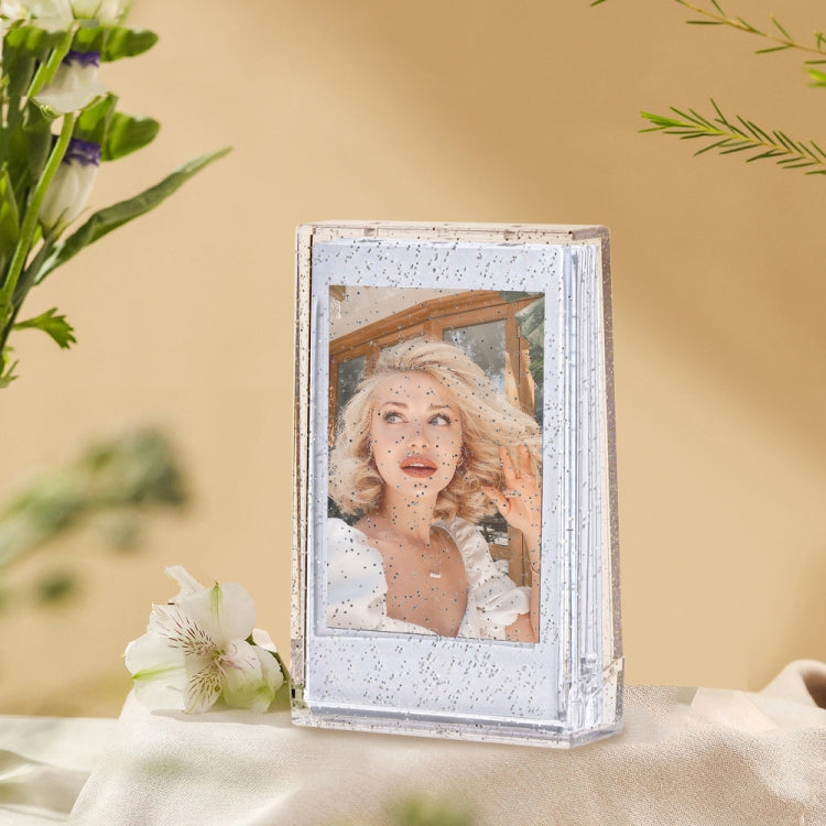 3 inch Ice Cream Glitter Photo Box Celebrity Photo Card Storage Box For Polaroids, Transparent, Pink, Purple, Blue, Green