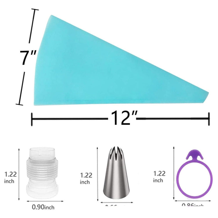 15 In 1 Silicone Icing Piping Cream Pastry Bag Stainless Steel Cake Nozzle Set, 15pcs /Set