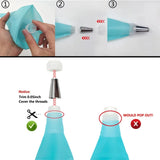 15 In 1 Silicone Icing Piping Cream Pastry Bag Stainless Steel Cake Nozzle Set, 15pcs /Set